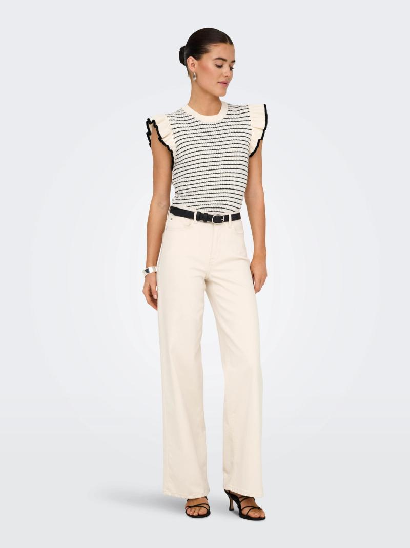 JDY Striped Frill Top