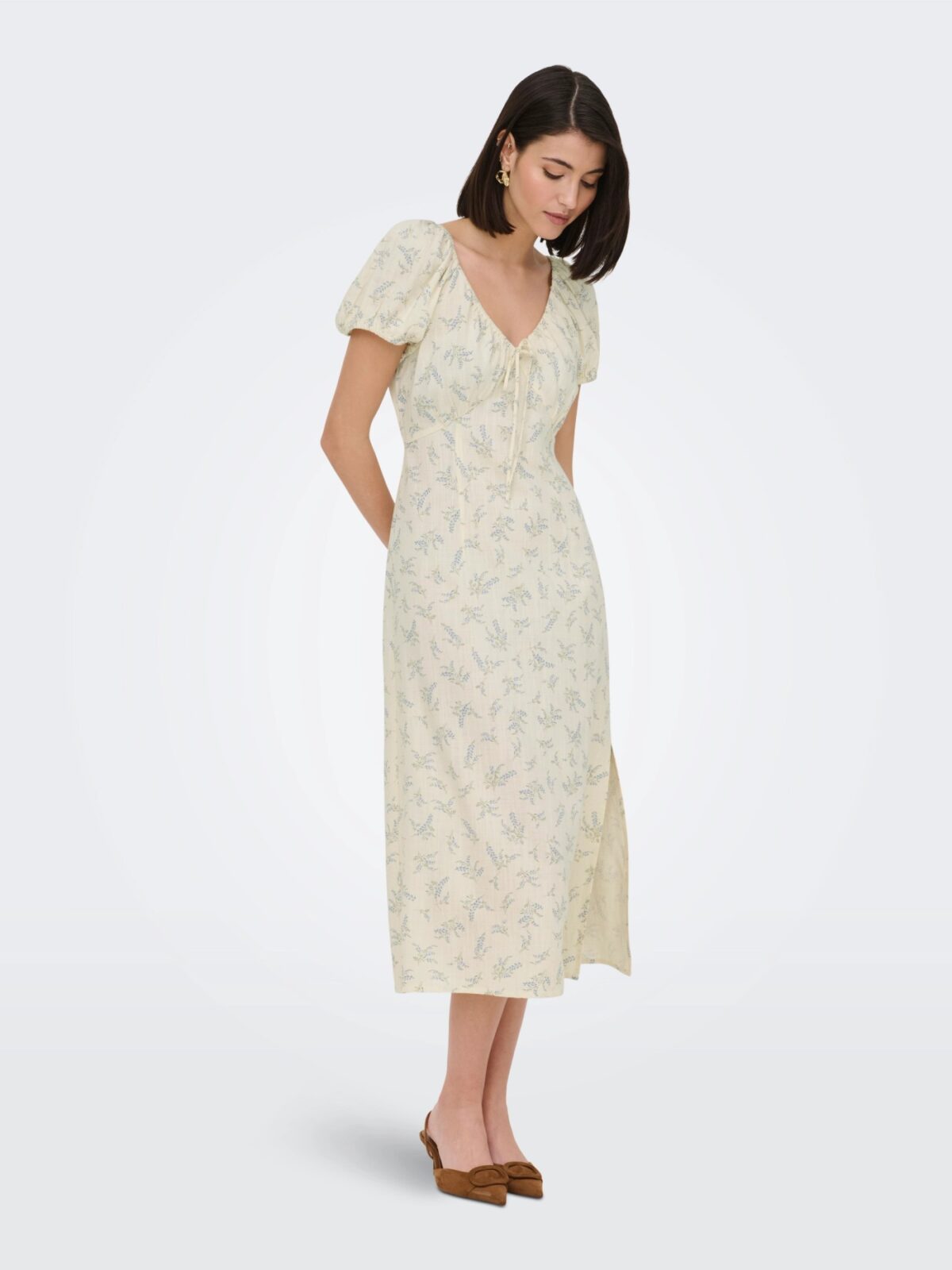JDY Midi Floral Dress with Sweetheart Neckline