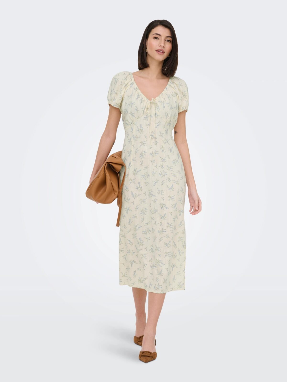 JDY Midi Floral Dress with Sweetheart Neckline