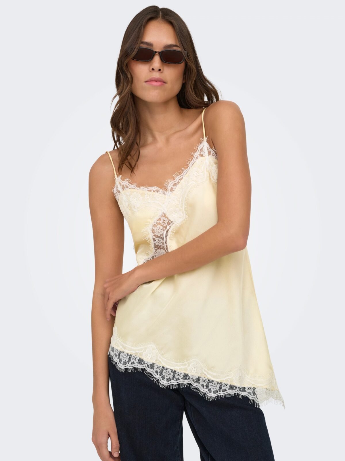JDY Satin Camisole in Lemon