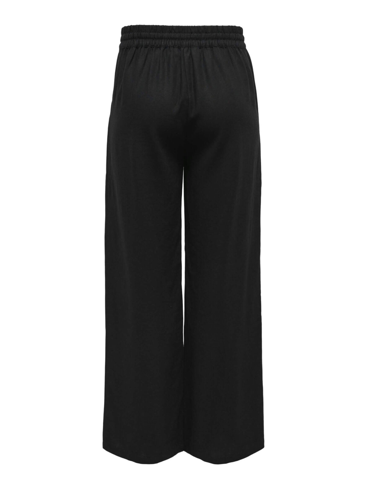JDY Linen Blend Wide Leg Trousers in Black