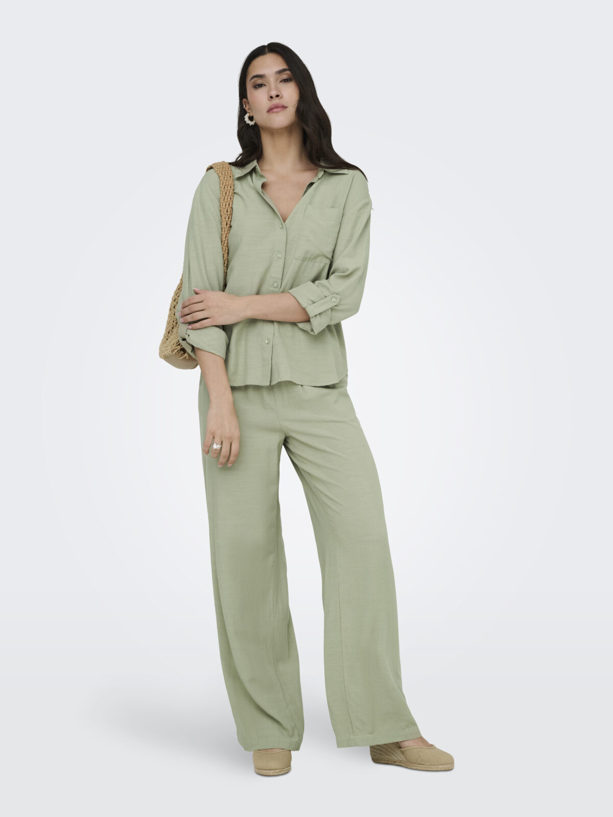 JDY Linen Mix Wide Leg Trousers